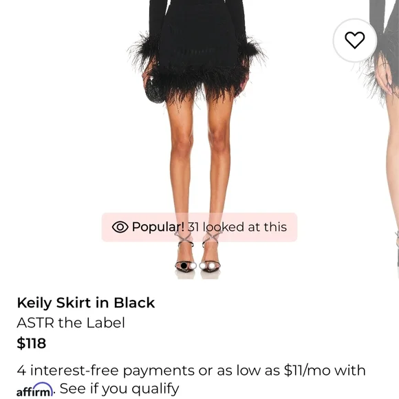 Astr Black Feather-Trim Mini Skirt